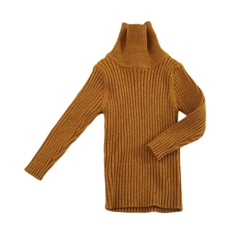 Осенний свитер с воротником под горло для маленьких мальчиков и девочек, детские свитера на зиму, вязаные свитера на подкладке для мальчиков