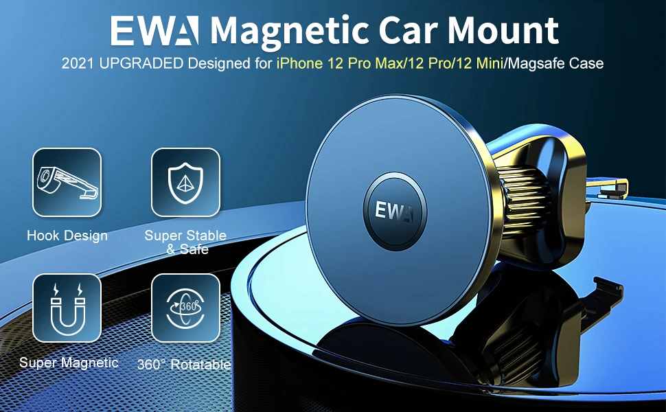 EWA Magnetic Car Mount Compatible with iPhone 12/13/ Pro/12 Max/12 Mini/Magsafe Case Strong Magnet Air Vent Phone Holder mobile holder