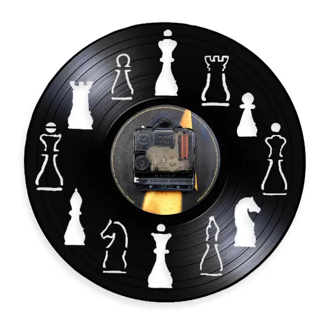 Chess Vinyl Album Re-purposed Record Clock Circular Layout Non-Ticking  Silent Wall Clock Hanging Home Decor For Chess Fanatic - AliExpress