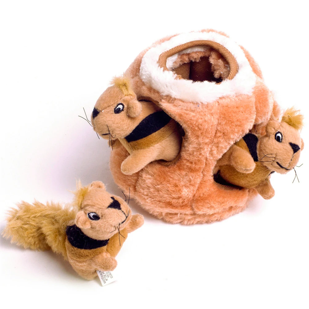 Pet Gog Cat игрушки пищащие три белки спрятать плюшевый писк Игрушка Головоломка собаки снаружи гончая интерактивная игрушка