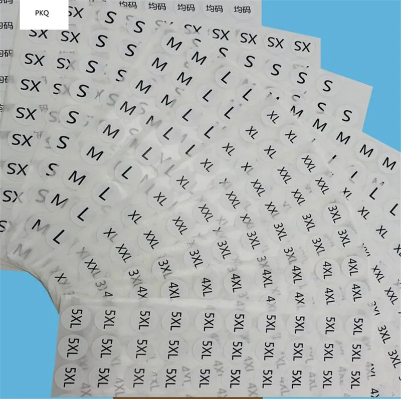 

1000PCS 15mm Transparent PVC Size Label Stickers Number Tags,Garment size label Round paper size sticker