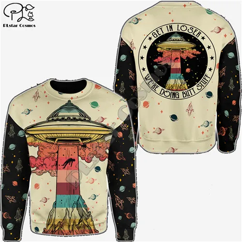 sweatshirt Мужская толстовка унисекс в стиле Харадзюку, космический корабль, с 3d принтом, толстовка в американском стиле, на молнии, wo, Мужской пуловер, уличная куртка, спортивный костюм - Цвет: sweatshirt
