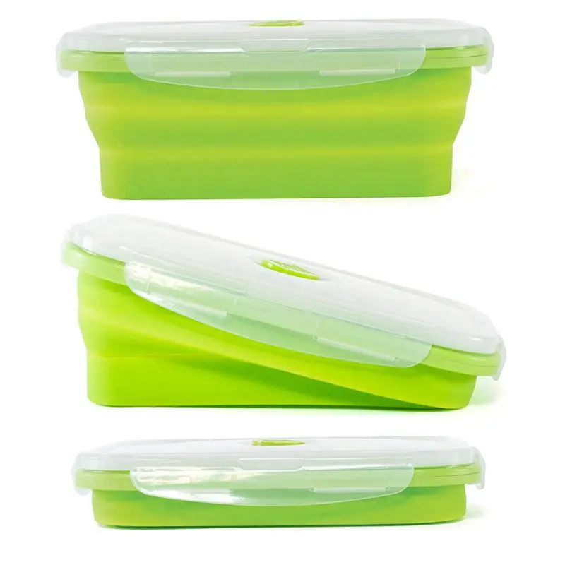 Thin Bins Collapsible Containers-Set of 4 Silicone Food Storage Containers- BPA Free, Microwave, Dishwasher and Freezer Safe