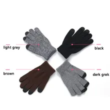 Женские мужские теплые мягкие шерстяные зимние толстые теплые перчатки для мобильного телефона LHB99
