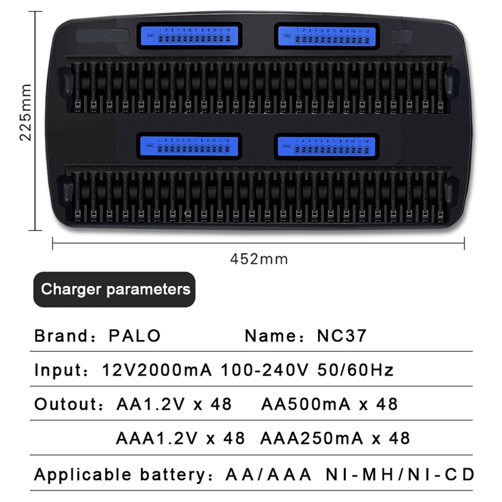 Palo 48 слотов AA AAA зарядное устройство lcd быстрая умная Зарядка для 1,2 V AA AAA nimh nicd аккумуляторная батарея KTV для использования в клубе отеля