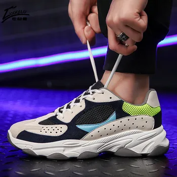 

2020 Lace Up Men Sneakers Men Breathable Thick-soled Non-slip Comfortable Men Casual Shoes Mesh Men White Sneakers