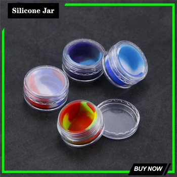 

5ML Transparent plastic silicone box Silicone Jar For Oil Wax Dab Cream Easy Carry Dry Herb Vaporizer Accessory