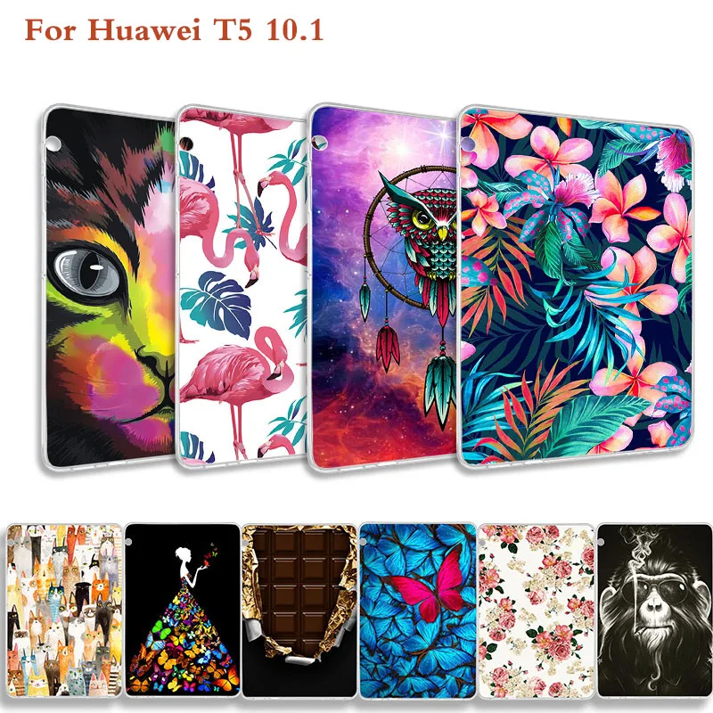 

Tablet Case For Huawei T5 10.1 Funda For MediaPad T5 10 AGS2-W09/L09/L03 10.1'' Cover Soft Silicone TPU Waterproof Painted Coque
