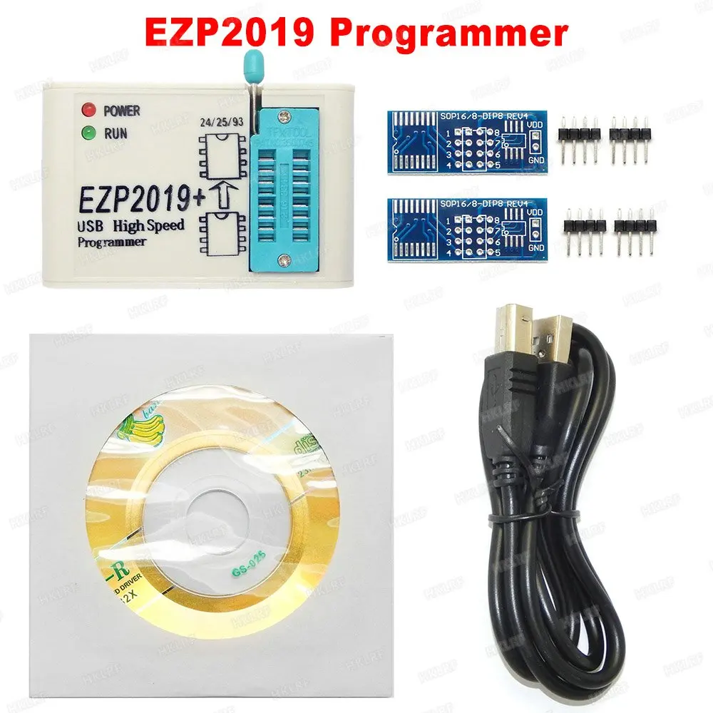 Новейшая версия EZP2019+ высокоскоростной USB SPI программист Support24 25 93 EEPROM 25 флэш-чип биос полный набор с 12 адаптером - Цвет: EZP2019 Simple