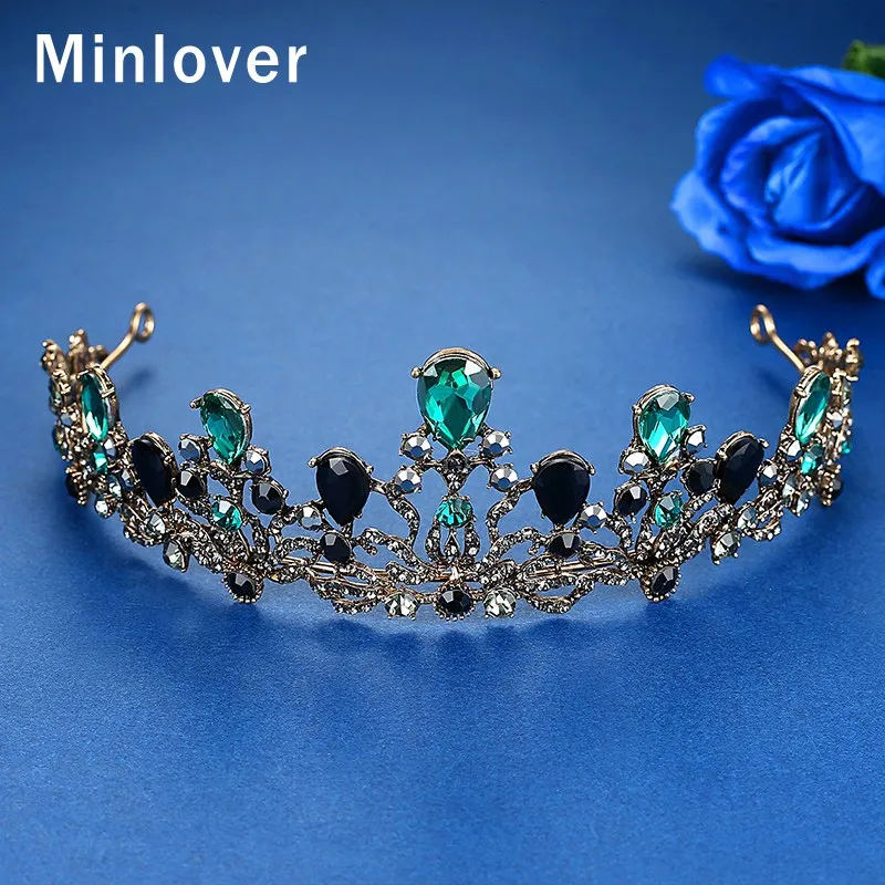 

Minlover 2019 New Wedding Hair Accessories Crystal Tiara For Brides Baroque Crown Head Piece Bridal Crowns Queen Diadem HG197