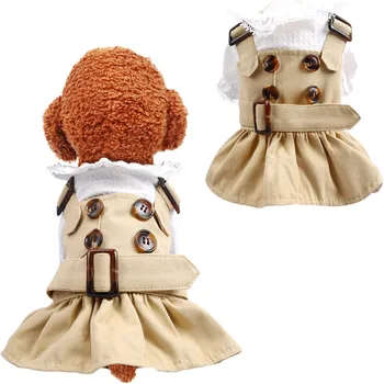 

Spring Autumn Dog Clothes Pet Princess Dress Strap Button Dresses For Lady Lapel Celebrity Suit Clothing Puppy Skirt For Dog XL