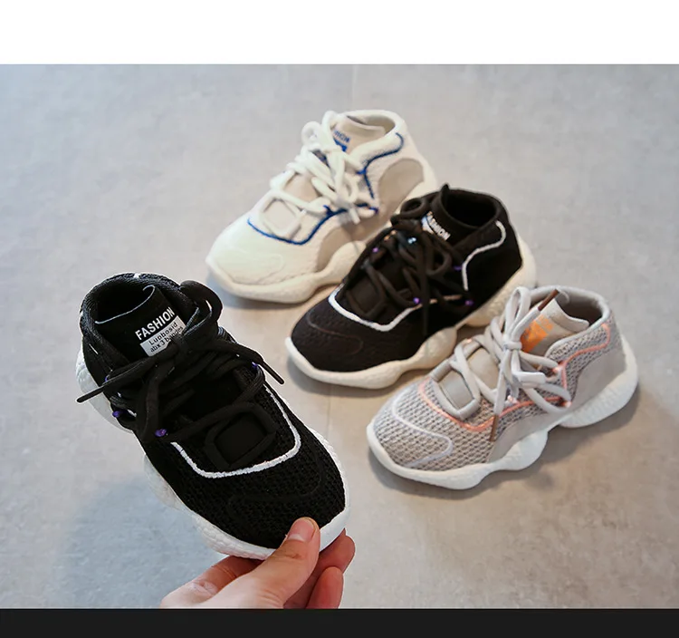 Г. Осенняя Студенческая обувь дышащая детская сетчатая обувь плетеные туфли для маленьких мальчиков и девочек черная обувь для малышей Детские сетчатые кроссовки