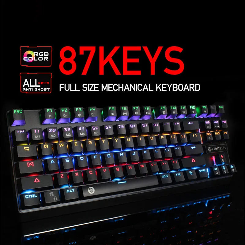 

Mechanical Gaming Keyboard 87 Keys USB Interface Wired LED ABS Anti-interference LFX-ING