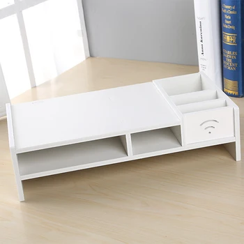 

LVDIBAO TV Computer Stand Mount White multi-function storage Computer Table Stand Bracket