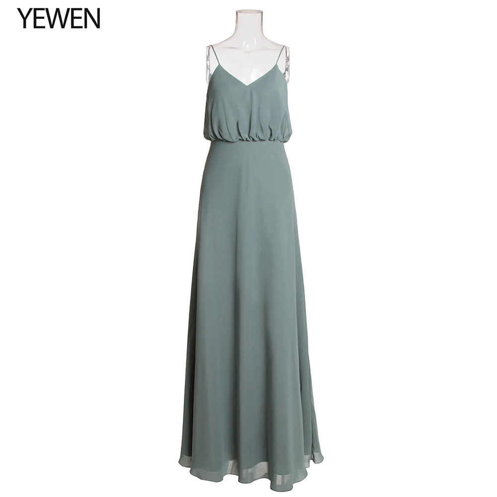 

Green Evening Dresses Long Sleeveless A-line Women Gown 2019 New Chiffon Summer Style Special Occasion Dresses