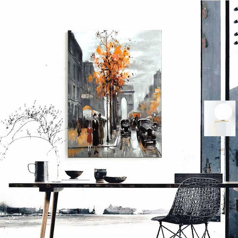 Абстрактная Париж-арка Триумфальная уличная холщовая фотография гостиная