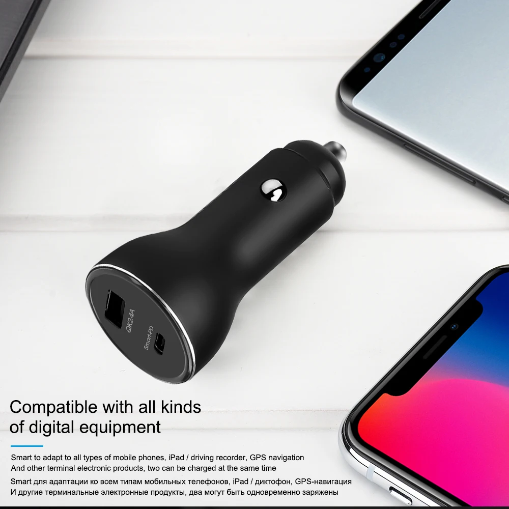 Автомобильное зарядное устройство для быстрой зарядки iPhone 8 XS Pro Max Xiaomi huawei samsung htc QC3.0 PD2.0 3A быстрое автомобильное зарядное устройство для телефона