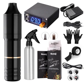 

Solong Professional Tattoo Hybrid Tattoo Pen Rotary Tattoo Machine Needle Cartridges with DC5.5 Jack Tattoo Artists EM128