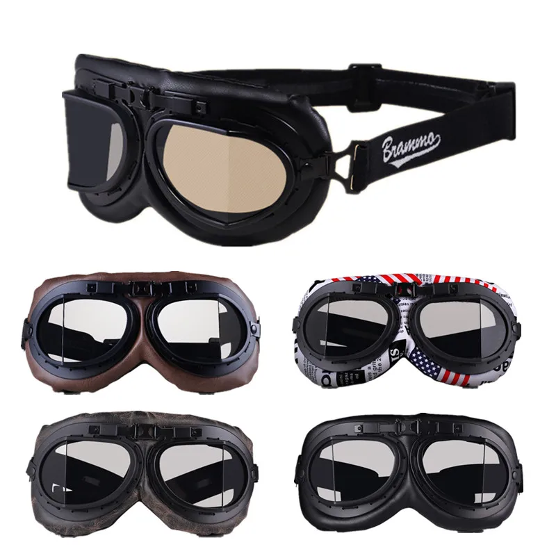 Винтажные мотоциклетные очки из искусственной кожи ретро очки пилота скутер открытый шлем защитные очки мото casco половина шлем солнцезащитные очки