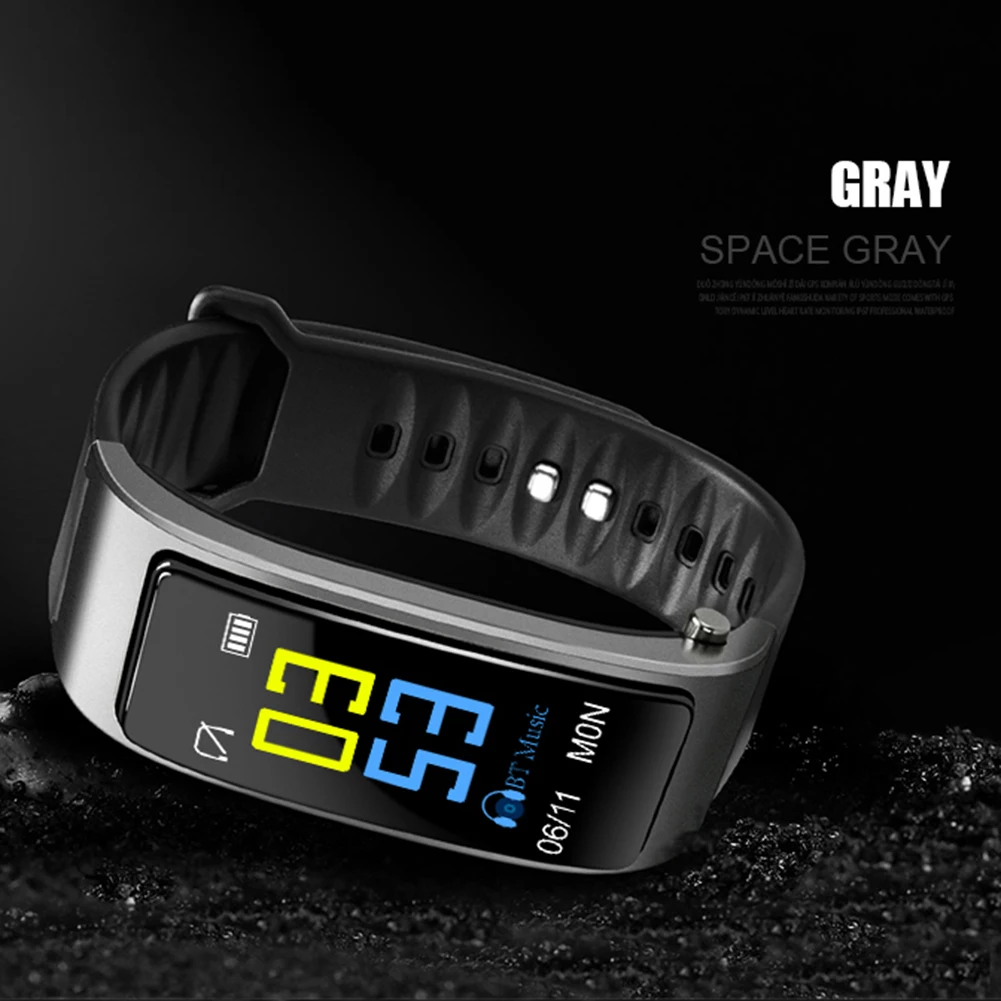 Мужской смарт-браслет Bluetooth наушники браслет цветной экран Смарт-браслет