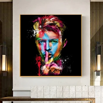 

Famous Rocker David Bowie Oil Painting on Canvas Bar Wall Art Pictures Portrait Posters for Living Room Decoration