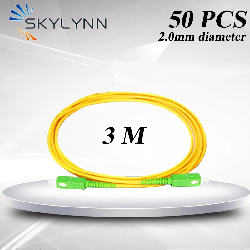 50PCS 3 Meter SC/APC Fiber Optic Patch Cord, Simplex Core 2.0mm SM G657A1 LSZH Jacket Optical Jumper 100pcs sc apc sc apc 3 5 meter sm g657a2 sx core 1 6mm diameter white lszh jacket fiber optic patch cord