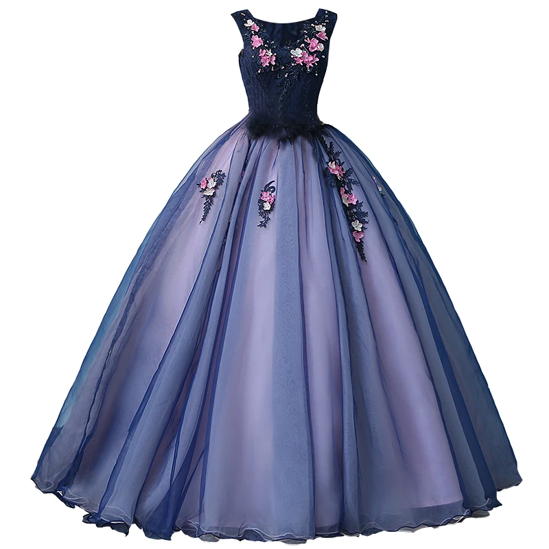 Иллюзия лиф Розовый Бальные платья 3D аппликации Vestido Debutante 15 Anos принцесса пушистые Бальные платья Vestido Quinceanera
