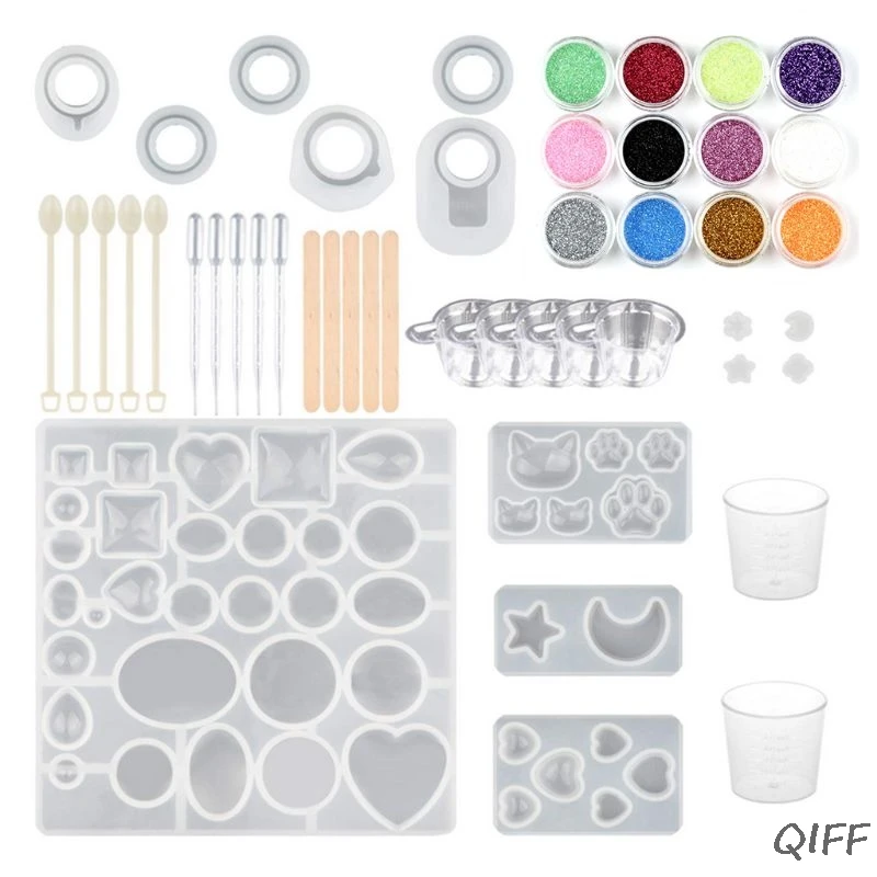 

Silicone Material Set Jewelry Resin Casting Molds Pendant Ring Gemstone Patch Making Tools DIY Jewelry Craft