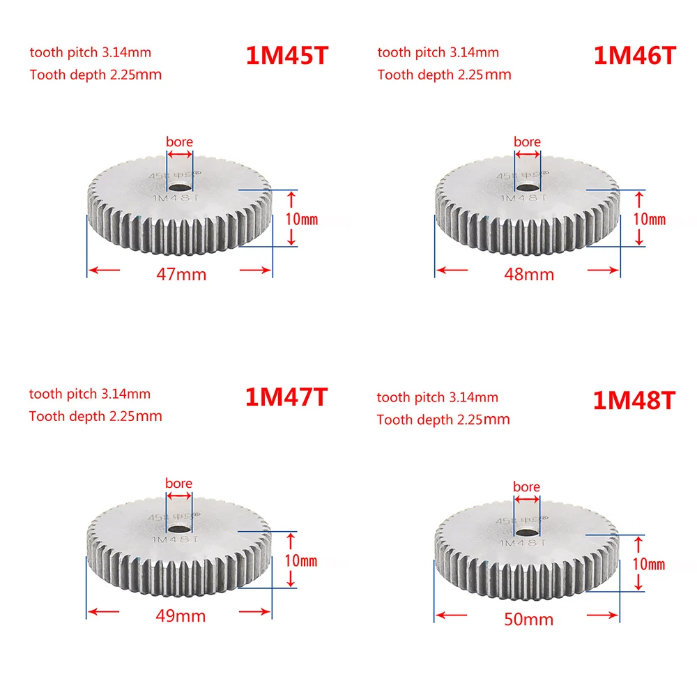 1 шт. 45# сталь Spur gear 1Mod 45 T-60 T Metal Moter gear 45 зуб-60 зубчатая шестерня