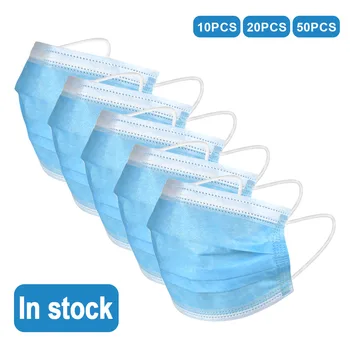

In Stock! 10 20 50Pcs Dust Mask 3 Layer Disposable Safety Face Mouth Masks Anti Fog Breathing Earloops Masks Anti-Dust Mask