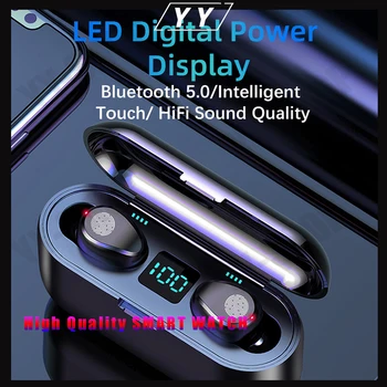 

New F9 Wireless Headphones Bluetooth 5.0 Earphone TWS HIFI Mini In-ear Sports Running Headset Support iOS/Android Phones HD Call