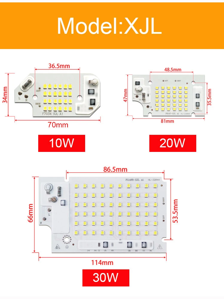 30 шт./лот Светодиодная лампа SMD 10 Вт 20 Вт 30 Вт 50 Вт 100 Вт светильник с чипом ac220в/110 В вход непосредственно Smart IC подходит для DIY открытый прожектор светильник
