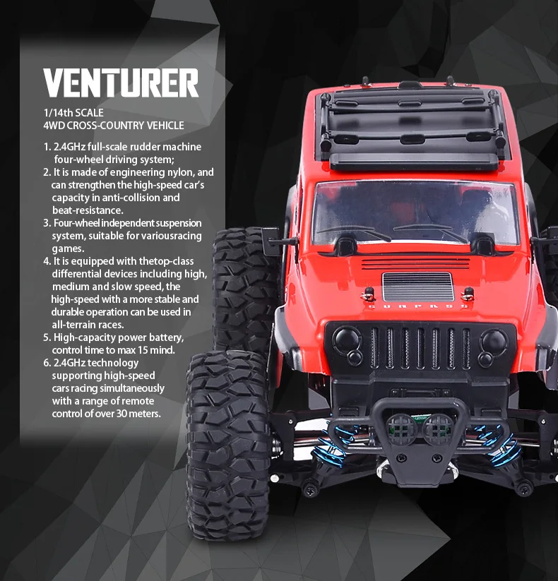 RC гусеничный 1:14 масштаб 4WD RC автомобиль внедорожный монстр грузовик RC Рок круиз хобби гусеничный Водонепроницаемый RC игрушки Рождественский подарок для детей