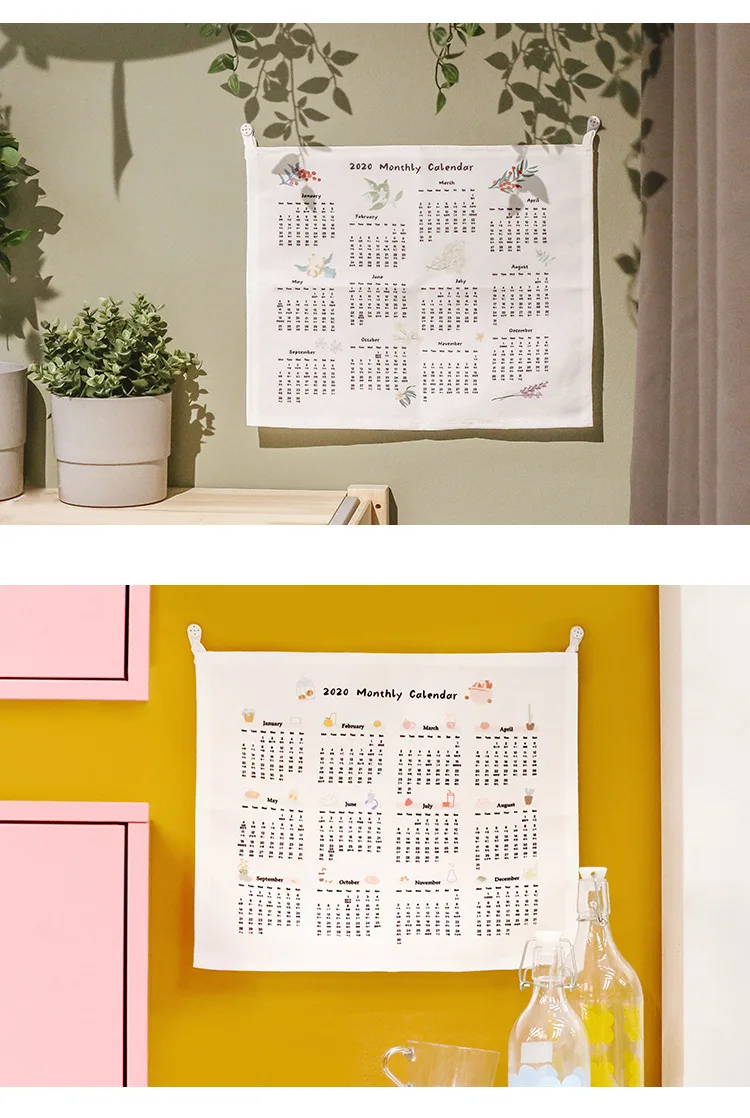 Простой настенный календарь гобелен настенная дверь белый календарь подвесной хлопок лен креативное украшение для школы и офиса гобелен