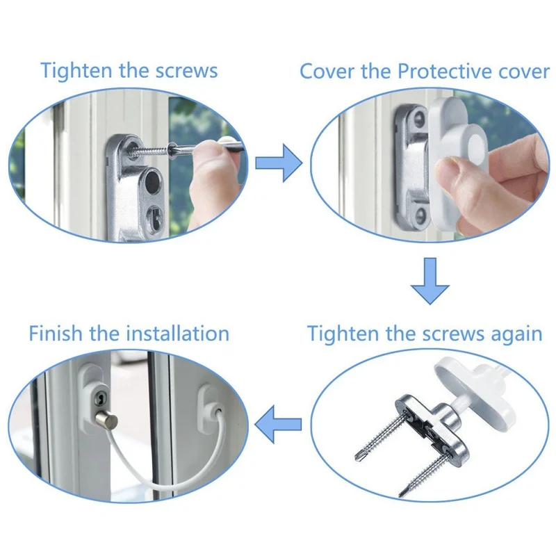 New Window Lock Children Protection Window Restrictor Stainless Steel Child Safety Window Stopper Anti-theft Locks Limiter