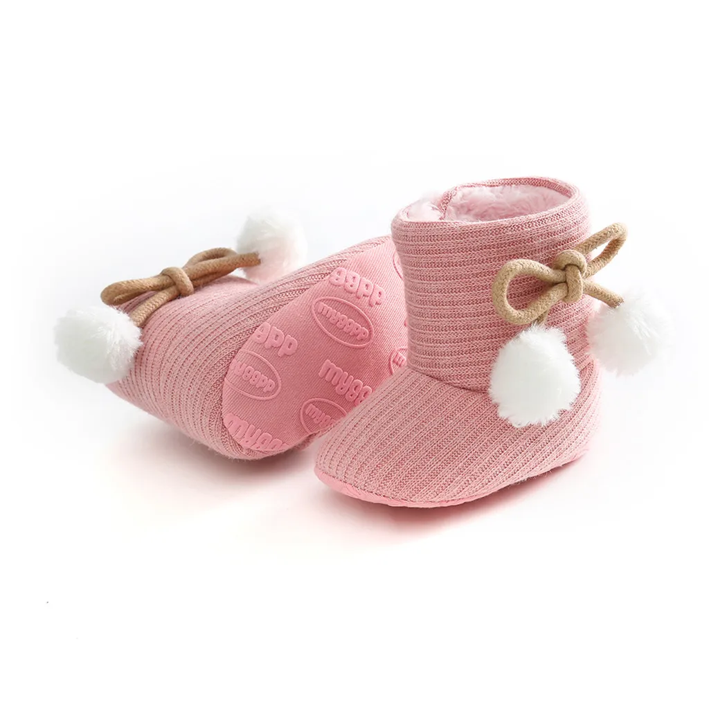 TELOTUNY Newborn Baby Booties Lovely Warm Butterfly-knot Mixed Colors Girls Winter Toddler First Walkers Infant Crib Shoes 1010 - Цвет: PK