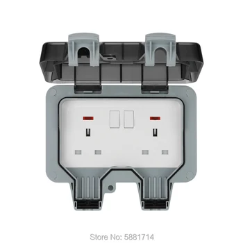 

Outdoor Use Power Connector Waterproof Socket Switch Weatherproof 2 Gang British Socket with Switch
