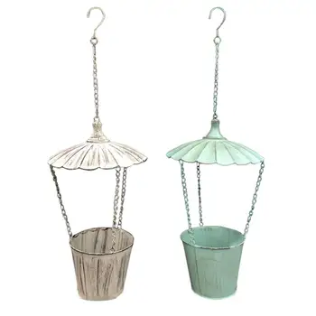 

Iron Parachute Hanging Basket Retro Country Style Planter Rack Decorative Basin