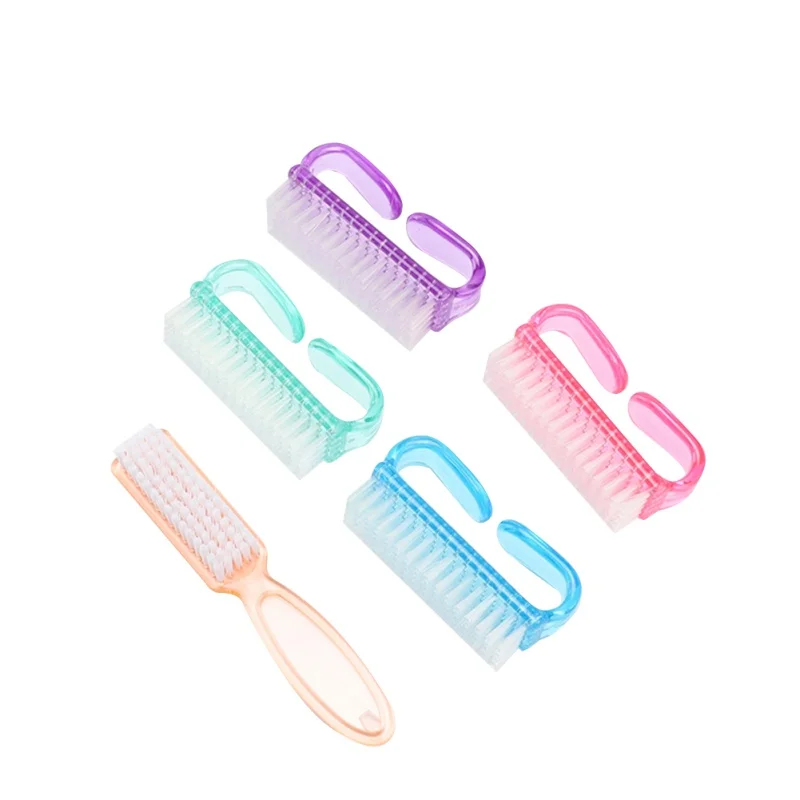5pcs Set Dust Brush Nail Brush Transparent Color Hand Fingernail Scrub