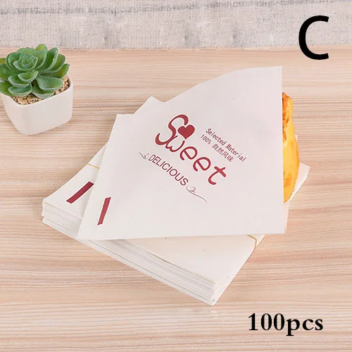 C 100pcs 100 шт тригонометрический крафт-бумажный пакет для сэндвича для выпечки посылка маслостойкая хлеб ремесло пекарня пищевая упаковка пончики упаковочные пакеты - Цвет: C 100pcs