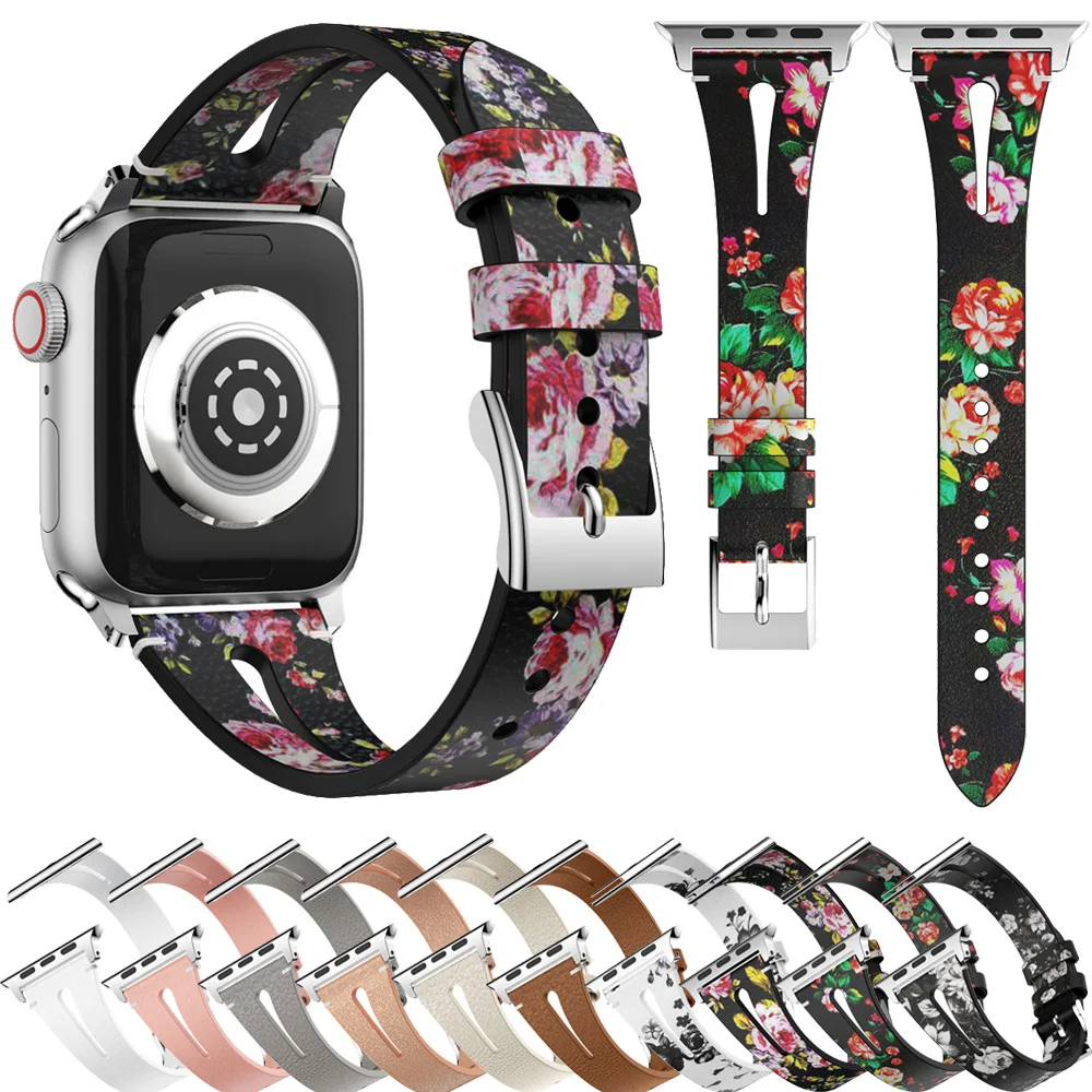 

Genuine Leather Band Strap For Apple Watch Band Series 4 3 2 1 38mm 42mm 40mm 44mm Watchband Replacement Wristband Bracelet Belt