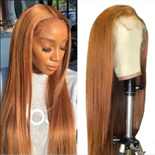 Синтетические волосы на кружеве парики с детскими волосами шелковистые прямые волосы Мёд блондин человеческие волосы 13x4 кружева парик предщипанный бесклеевой парик для Для женщин