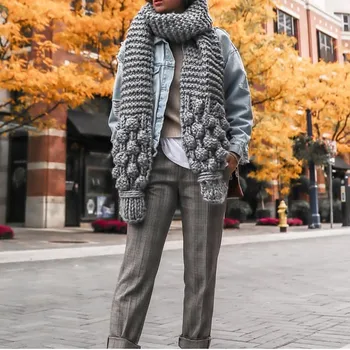 

2019 New knitted wool neck manual rod needle thick needle wool winter warm scarf shawl