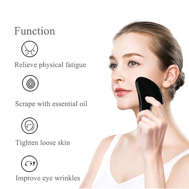 Natural Stone Guasha Massage Scraper Jade Roller Massager Set Facial SkinCare Tool