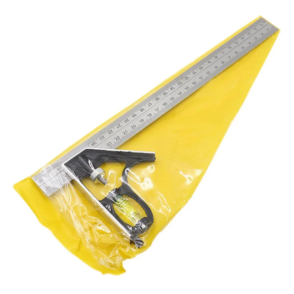 Angle Measuring Tool 300Mm Adjustable Combination Square Angle Ruler 45 / 90 Degree with Bubble Level