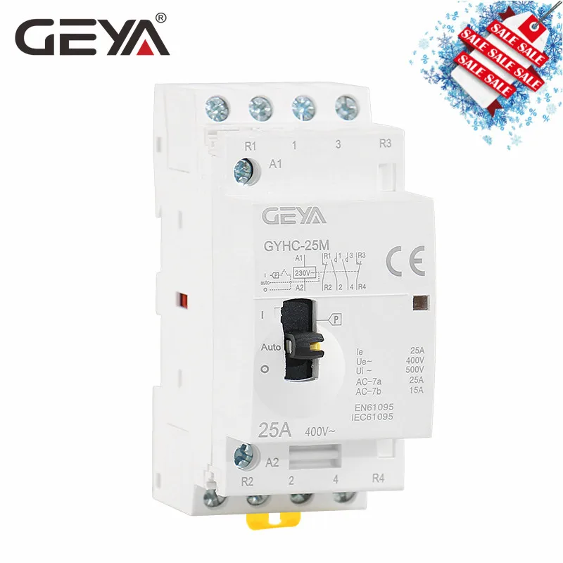 Бесплатная доставка GEYA GYHC 4P 16A 20A 25A 2NO2NC 220В/230В 50/60 Гц din рейка бытовой AC модульный