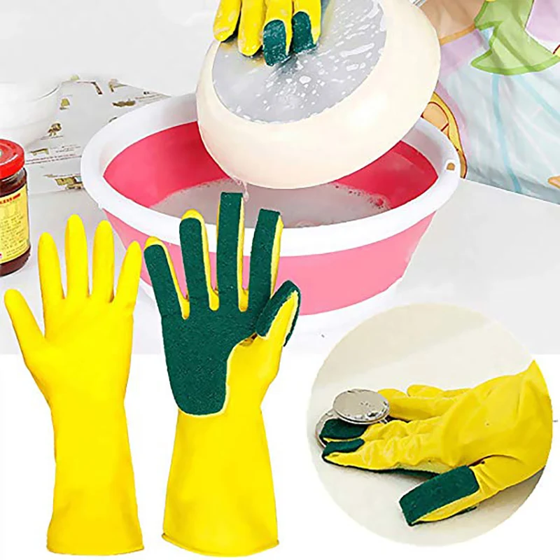 WALFOS Creative Washing Cleaning Gloves Garden Kitchen Dish Sponge Fingers Rubber Household Cleaning Gloves for Dishwashin
