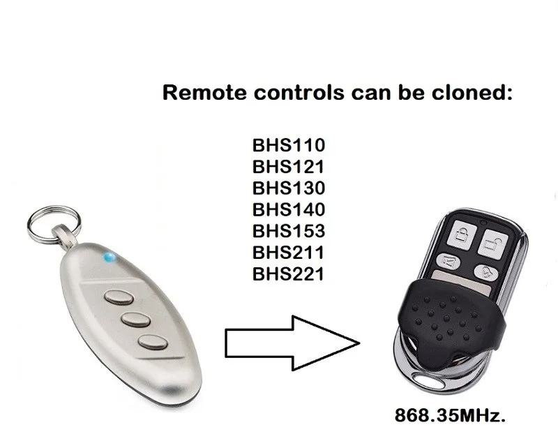 

For BHS153 transmitter replacement remote control 868.35MHZ