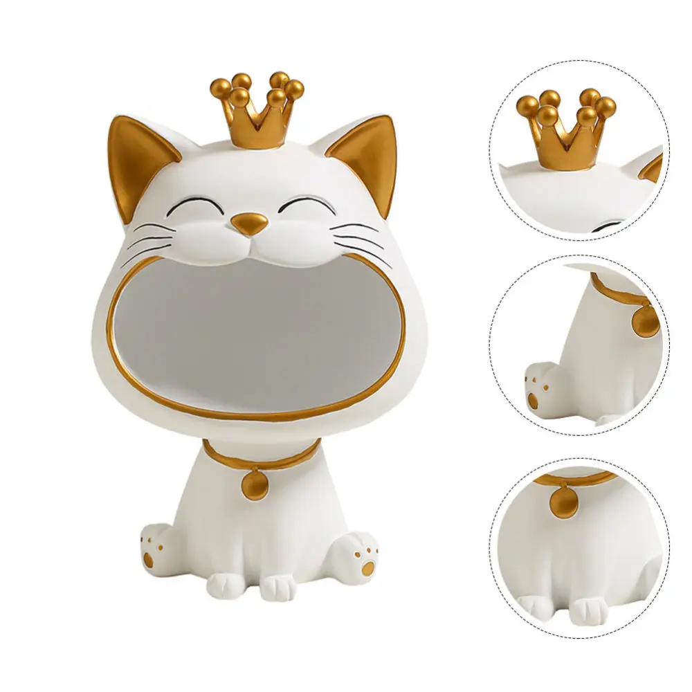 1Pc Cat Shaped Storage Tray Creative Decor Home Desktop Adornment White Lucky Porch Key Decorative Ornaments | Дом и сад