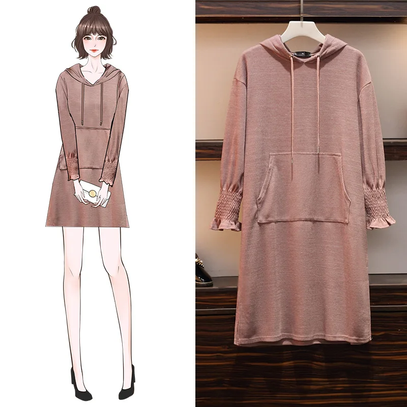 

Fat Sister's Mid-long Belly-covering And Age-reducing Dress, Autumn And Winter Dress, Extra-large Size Women's Dress, 200 Kg Ski